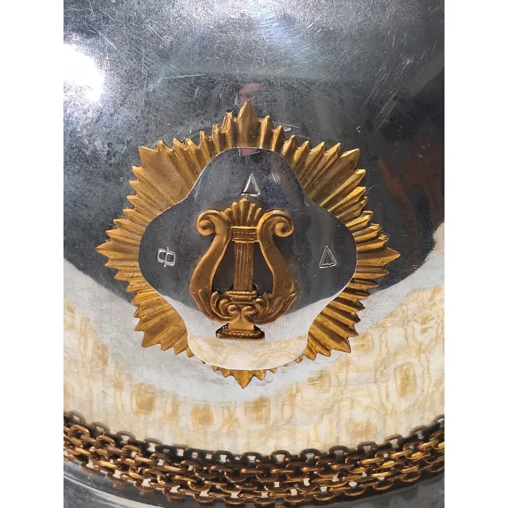 Vintage Theta Delta Delta Band Helmet Chrome Spiked Lyre Sunburst Ceremonial